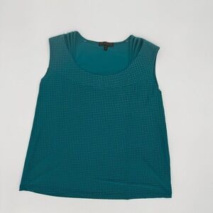 Picca Dilly Tank Top Womens 2XL Teal Studded Sleeveless Cutout Scoop Neck